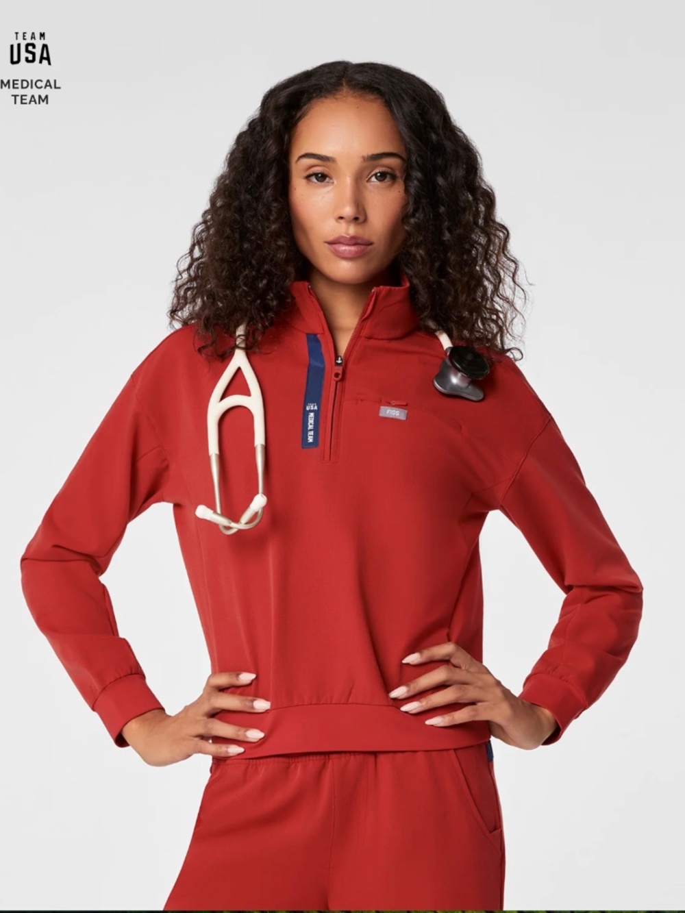 FIGS x Team USA Mock-Neck Scrub Top